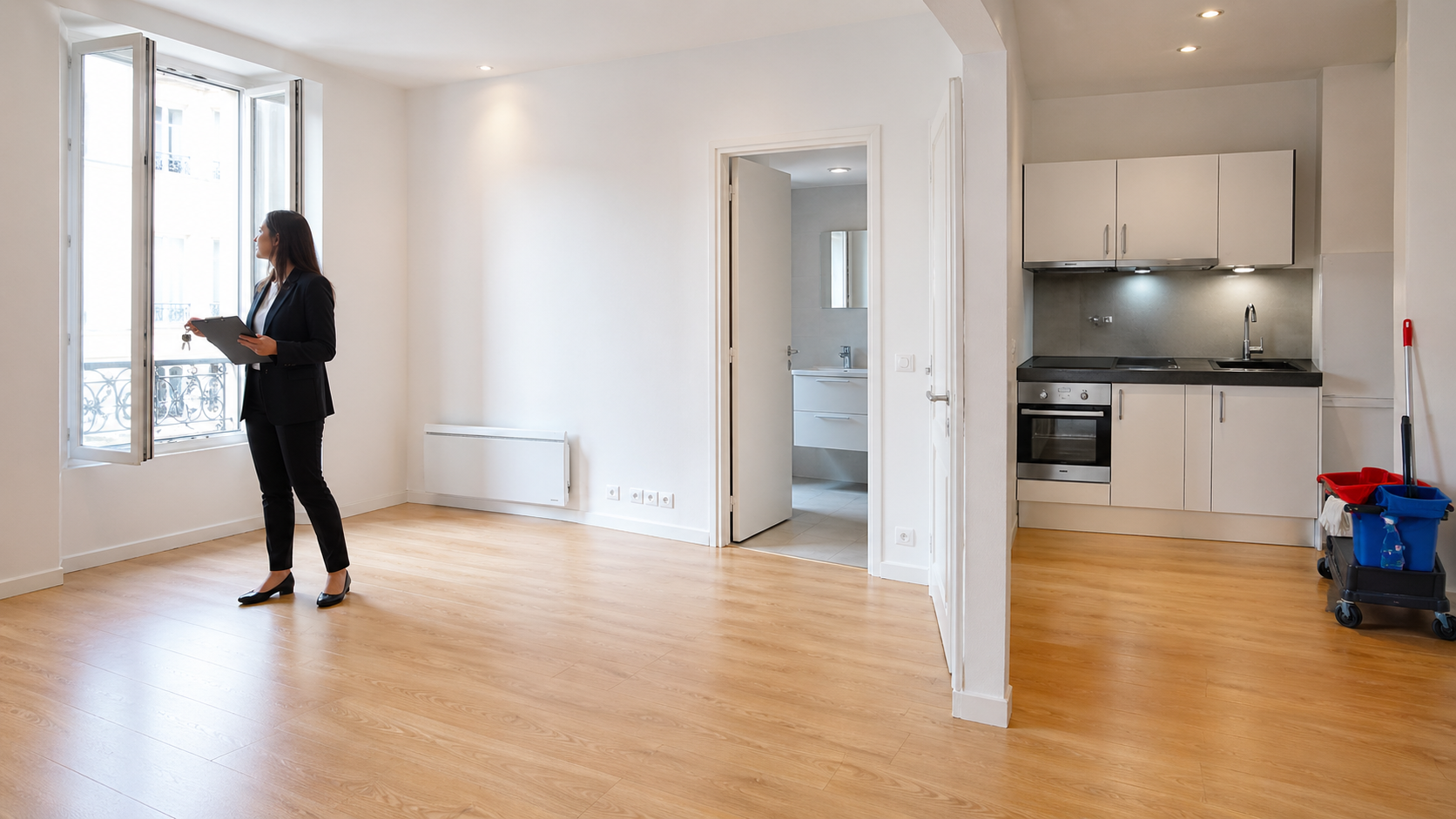 Appartement propre et remis en état après un nettoyage lié au syndrome de Korsakoff, prêt à être reloué