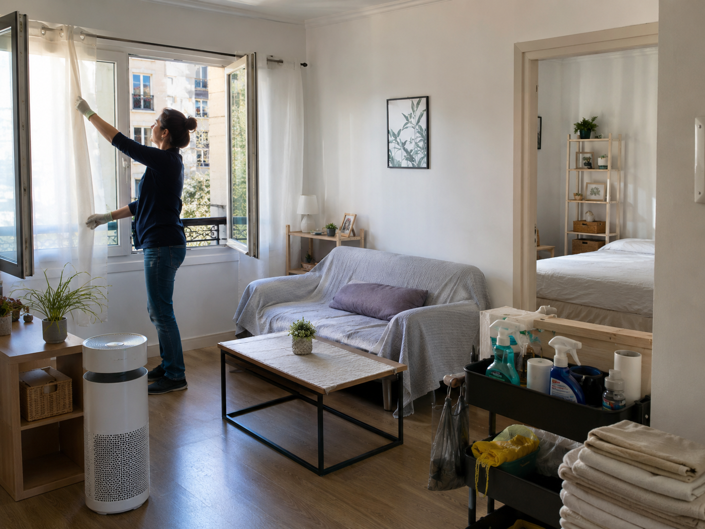 Assainir l’air d’un logement fermé après syndrome de Korsakoff Assainissement de l’air dans un logement fermé après syndrome de Korsakoff avec aération, nettoyage et purificateur d’air