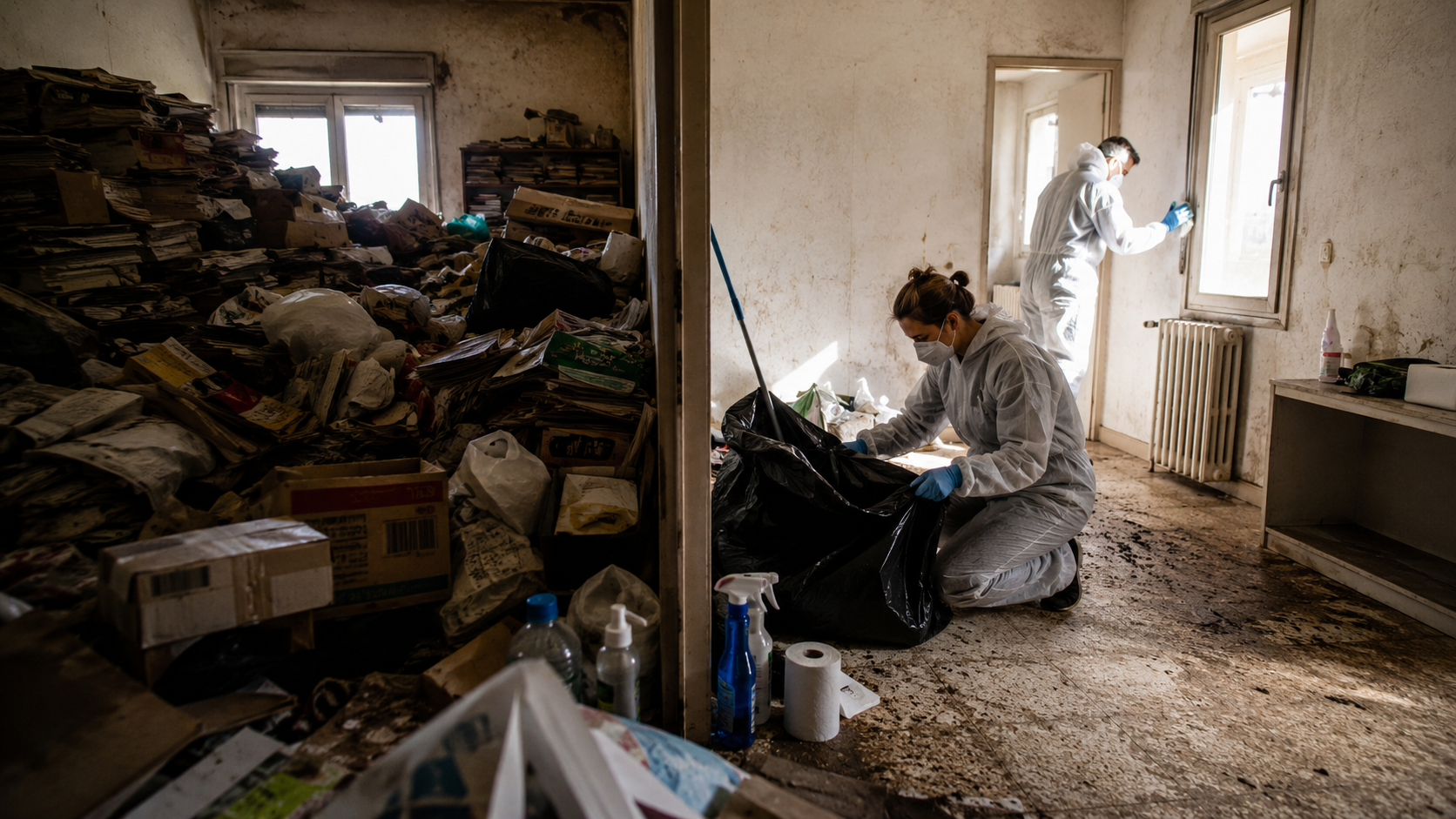 Réhabilitation d’un logement inhabitable à cause du syndrome de Diogène avec intervention de professionnels du nettoyage